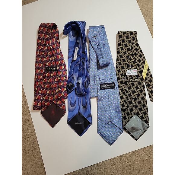 4 Silk Ties Men's Valentino Lanvin D&G Thiesfeld - Picture 6 of 10